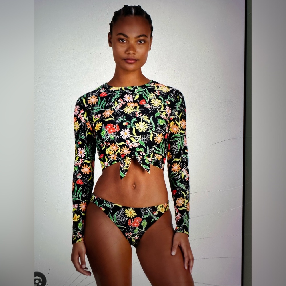 NEW! Kate Spade cropped long sleeve bikini top and bottom size L